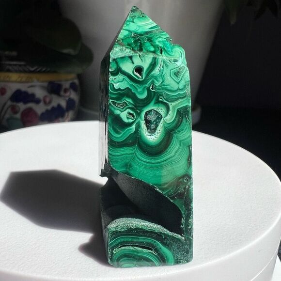 Malachite Crystal Tower with Velvety Druzy - Picture 8 of 13
